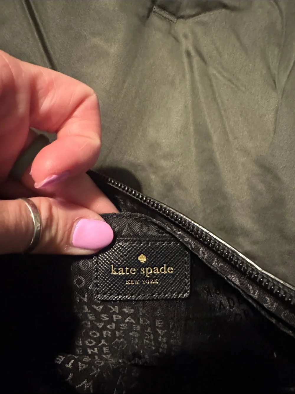 kate spade black crossbody with glitter trim